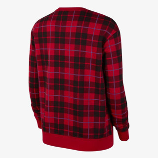 NIKE W NSW CREW FLC AOP PLAID 