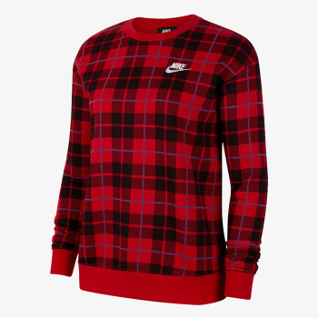 NIKE W NSW CREW FLC AOP PLAID 