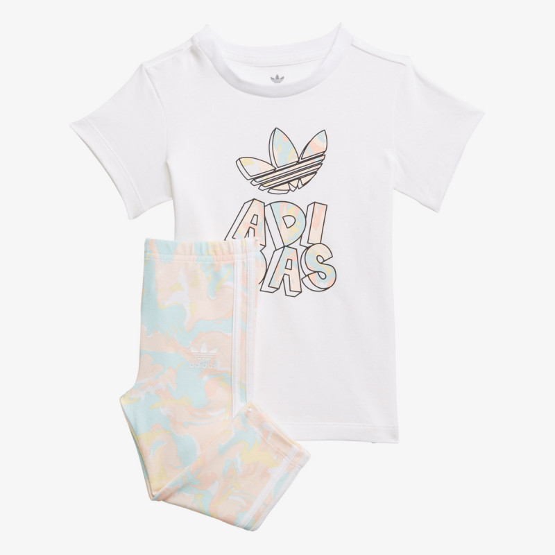 adidas MARBLE PRINT TEE DRESS AND TIGHTS 