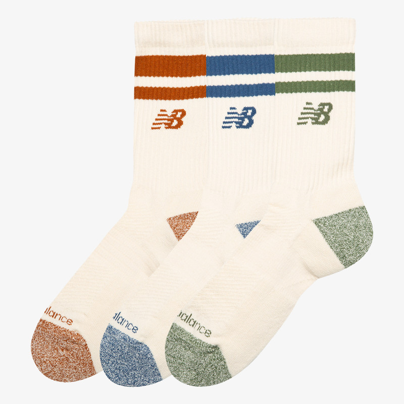 NEW BALANCE Active Lifestyle Striped Crew Socks 3 Pa 